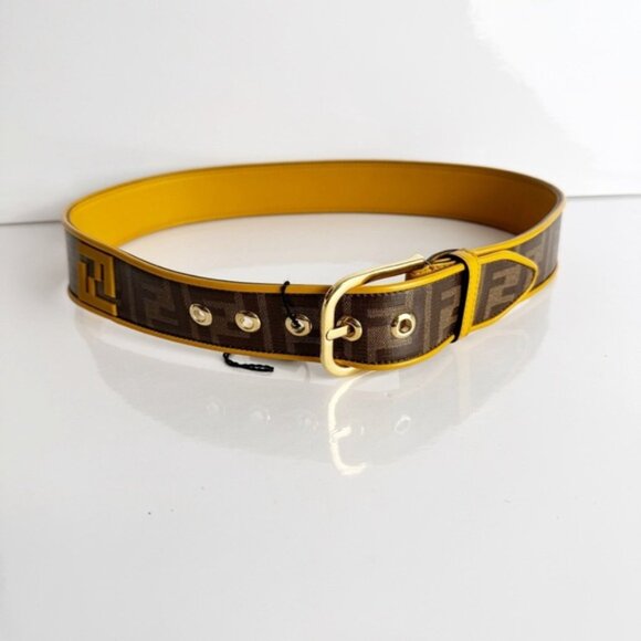 Fendi Yellow and Brown Forever Fendi Belt size 85/34 - Picture 2 of 7